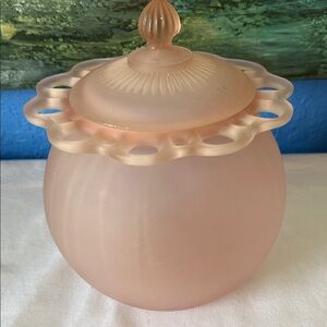 Anchor Hocking Vintage Pink Glass Lidded Pot